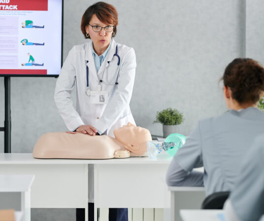Healthcare first aid training scene