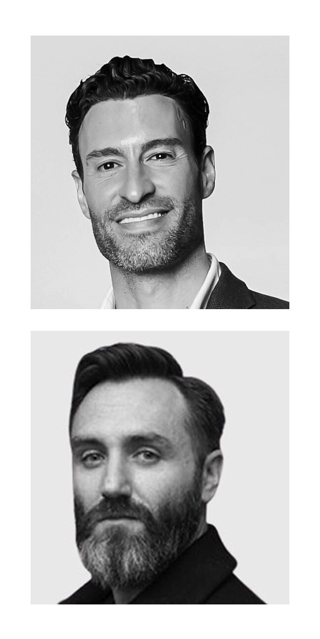 Two stacked portraits of Glamsquad founders