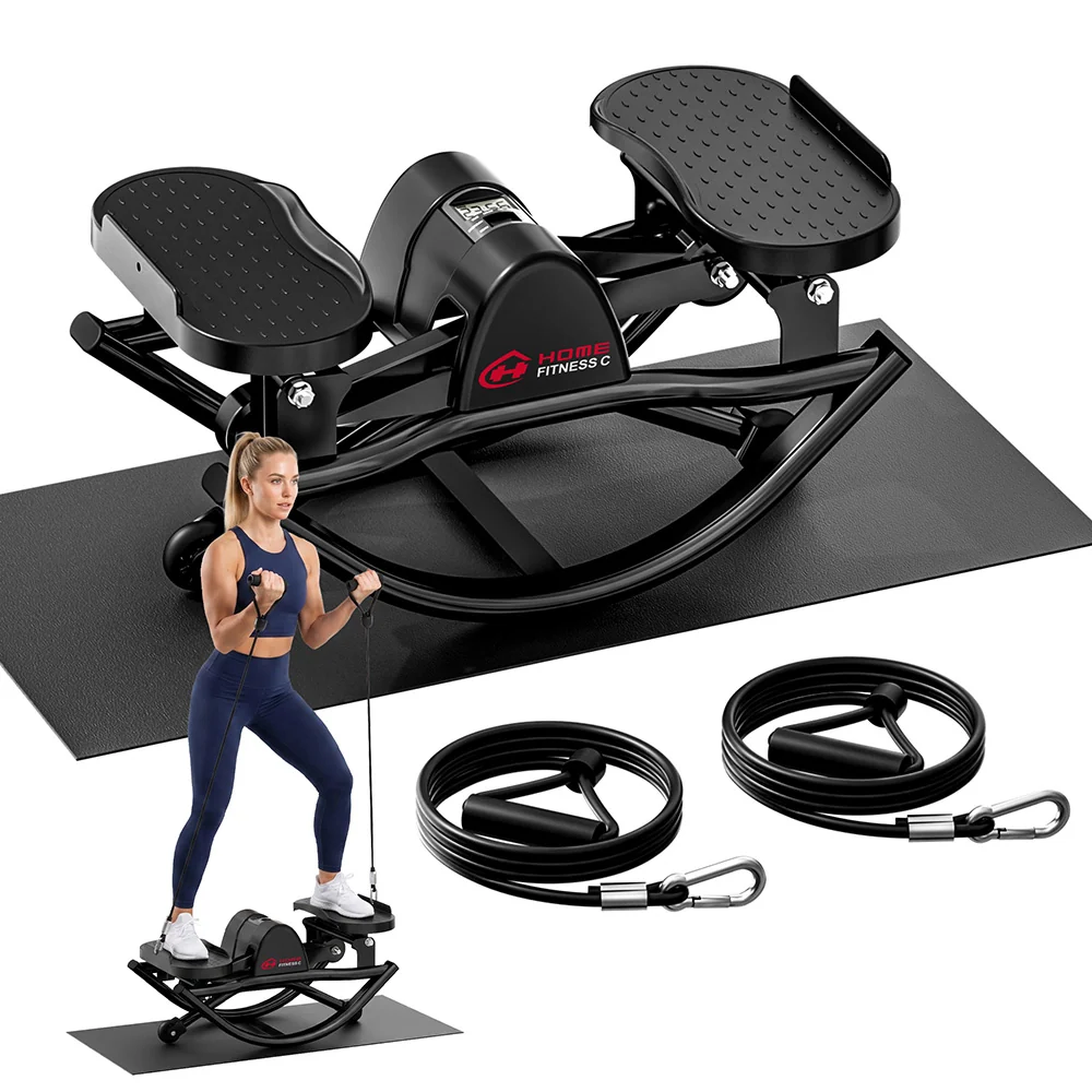 U-shaped rock stepper with resistance bands