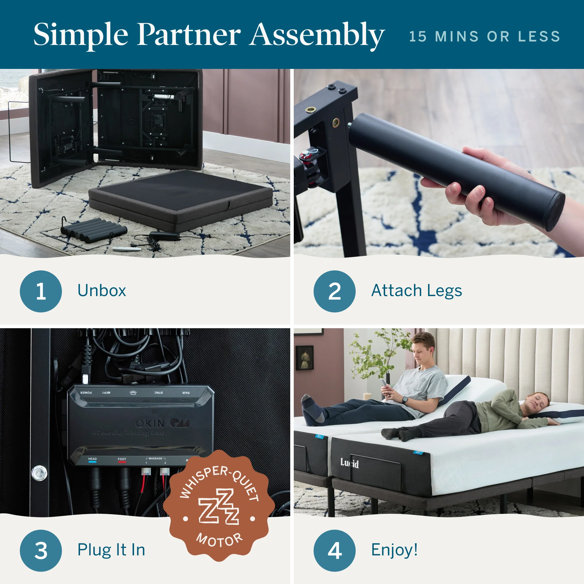 Lucid L600 adjustable bed frame assembly illustration