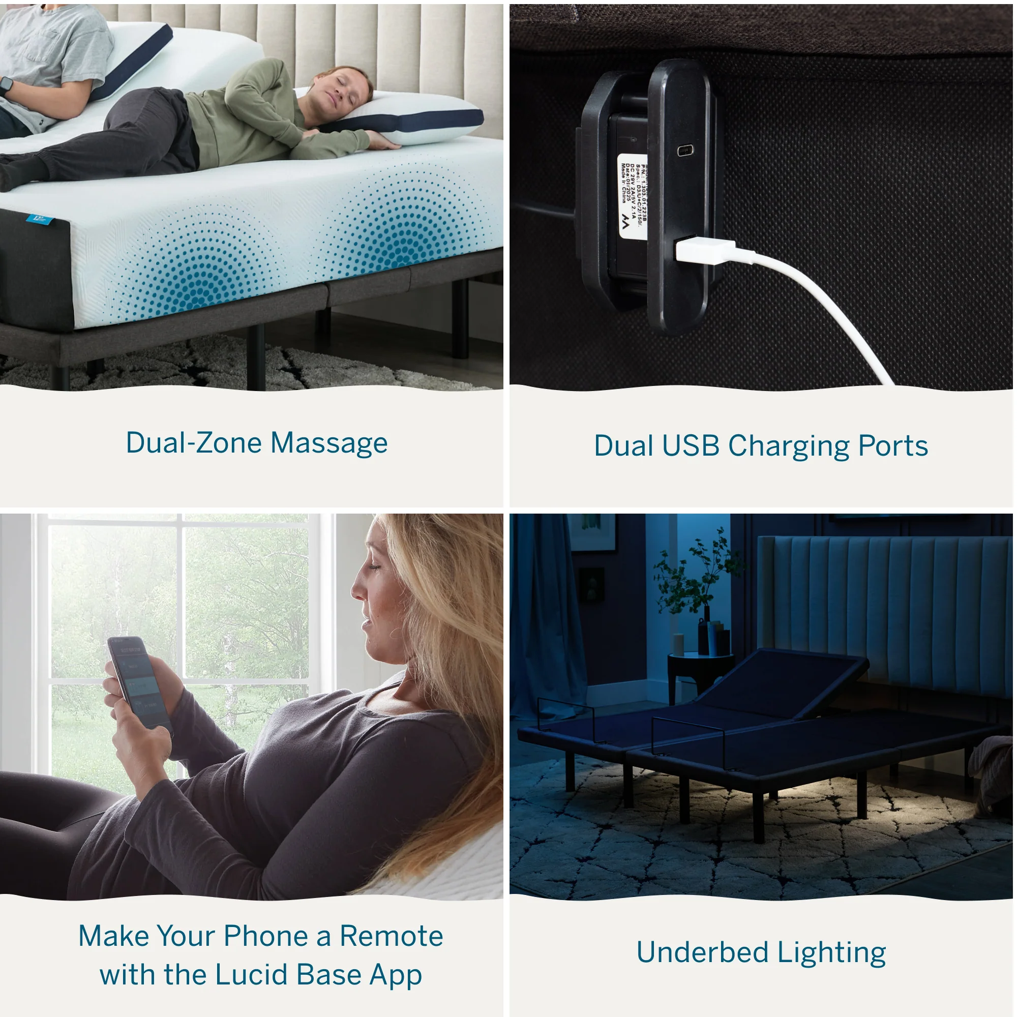 Lucid L600 adjustable bed frame feature illustration