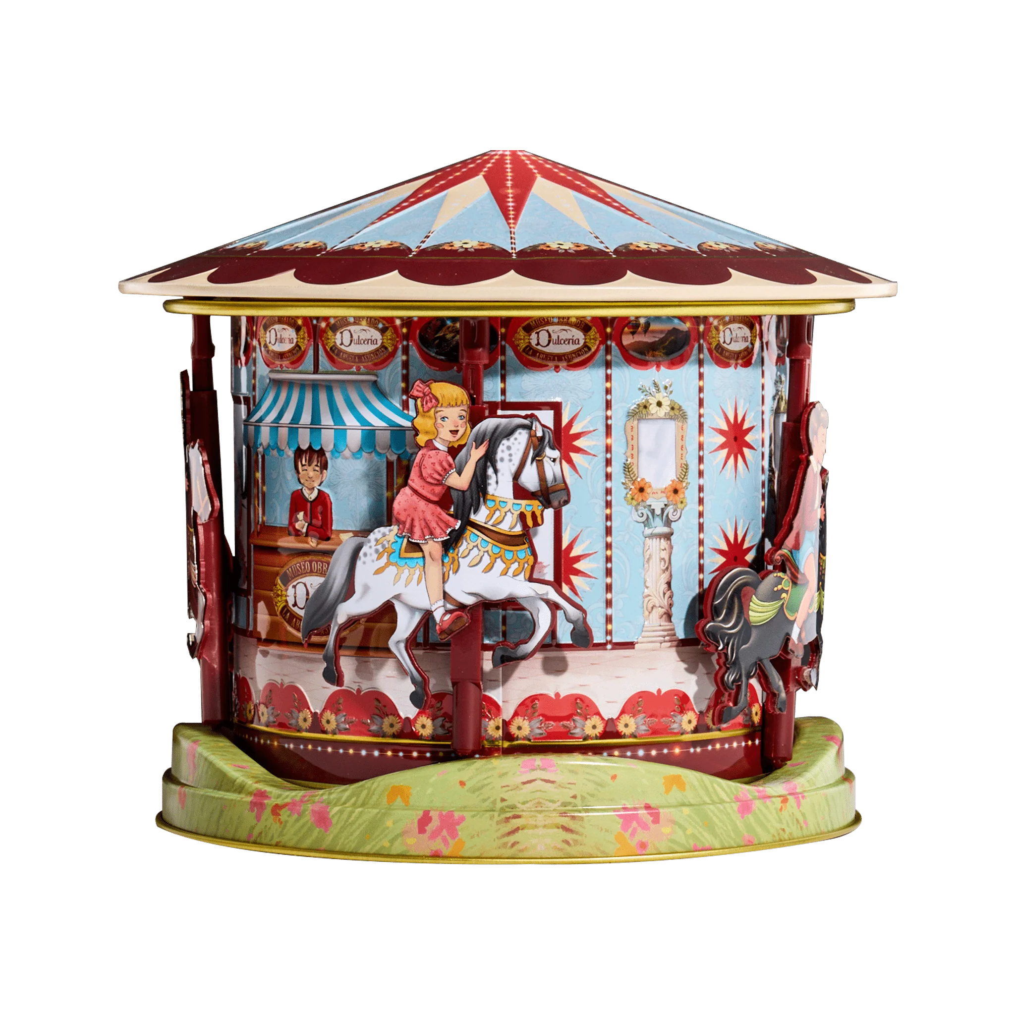 La Dulcería horse carousel tin with cinnamon wafers