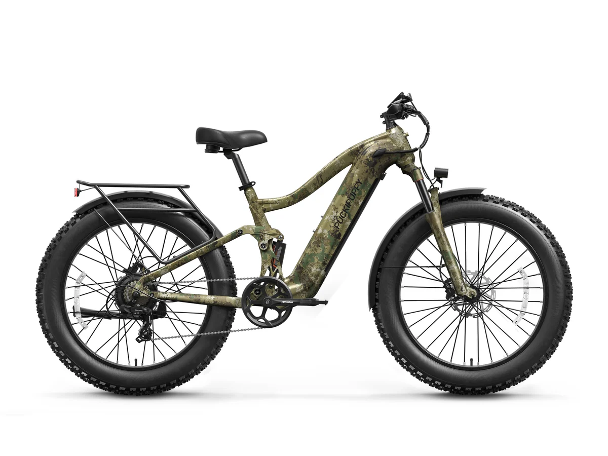 Puckipuppy Boxer electric bike in woodland camouflage