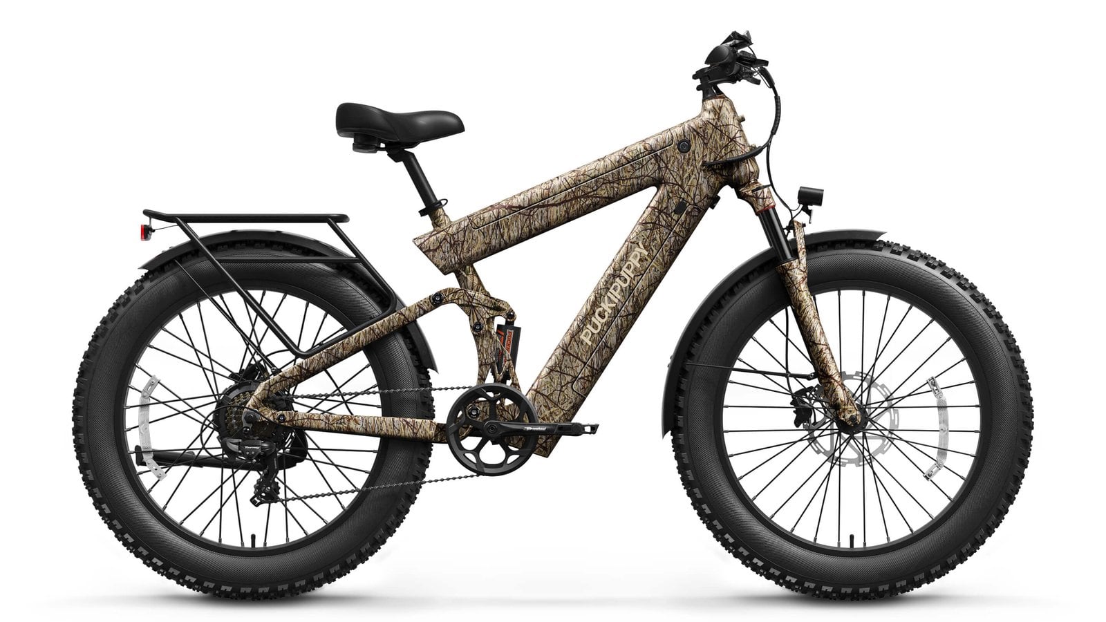 Puckipuppy Bulldog electric bike in camouflage finish