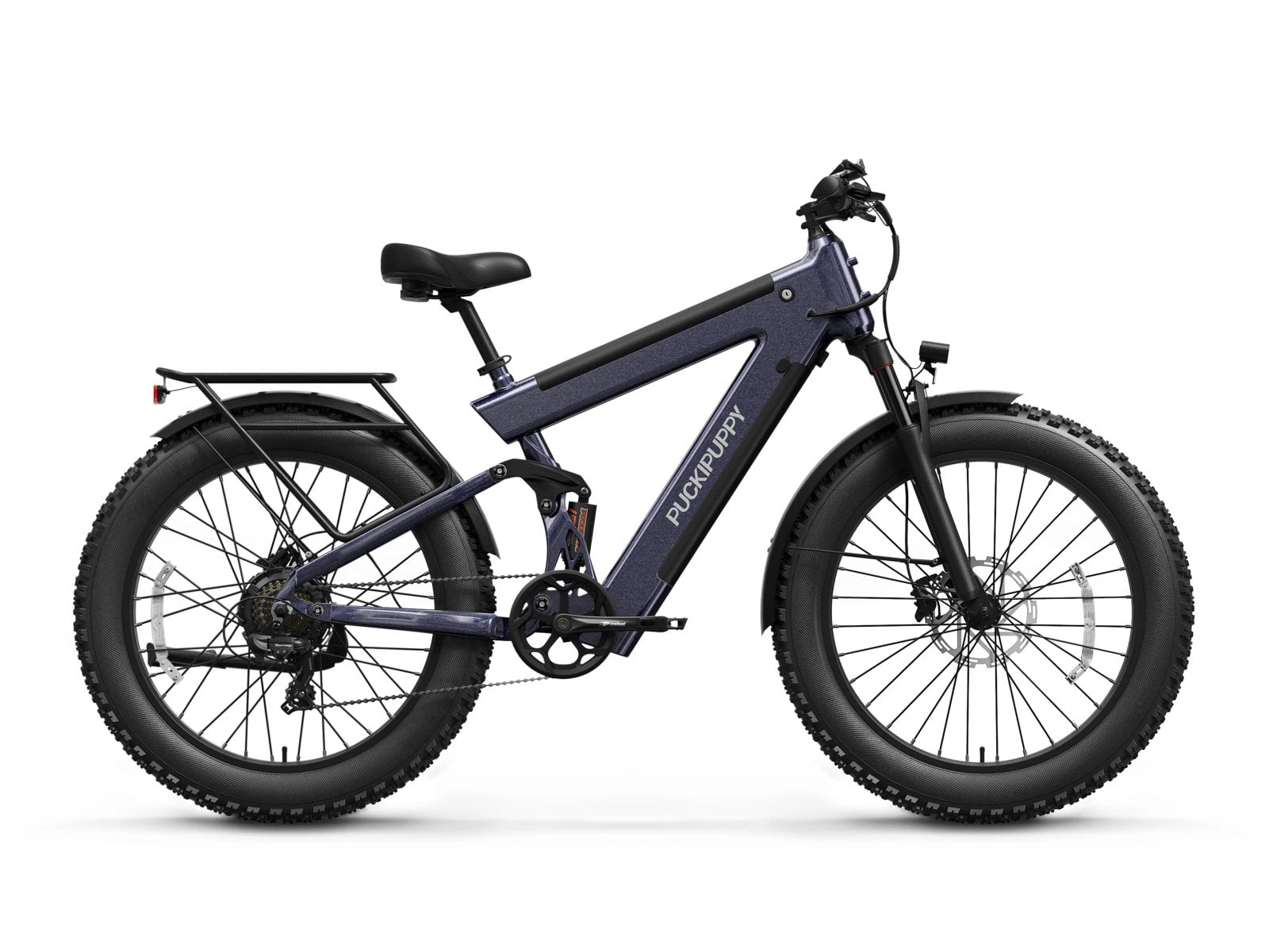 Silver blue Puckipuppy Bulldog fat-tire electric bike