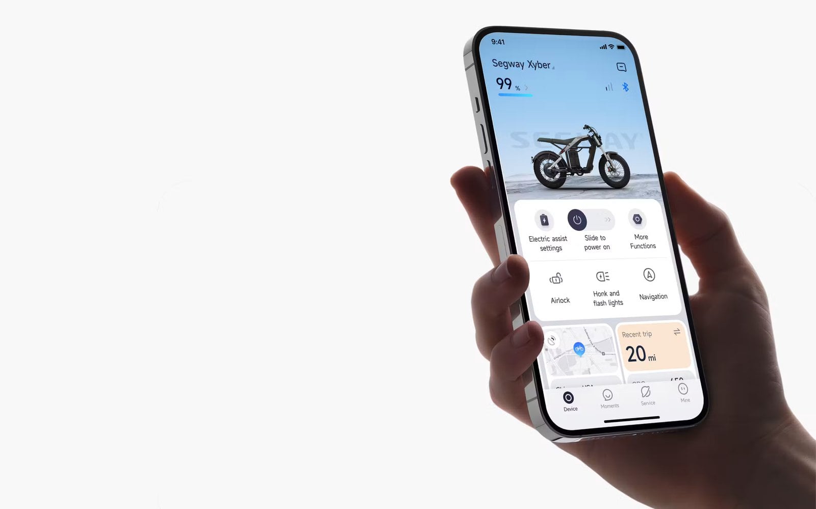 Segway Mobility app shown with Xyber eBike