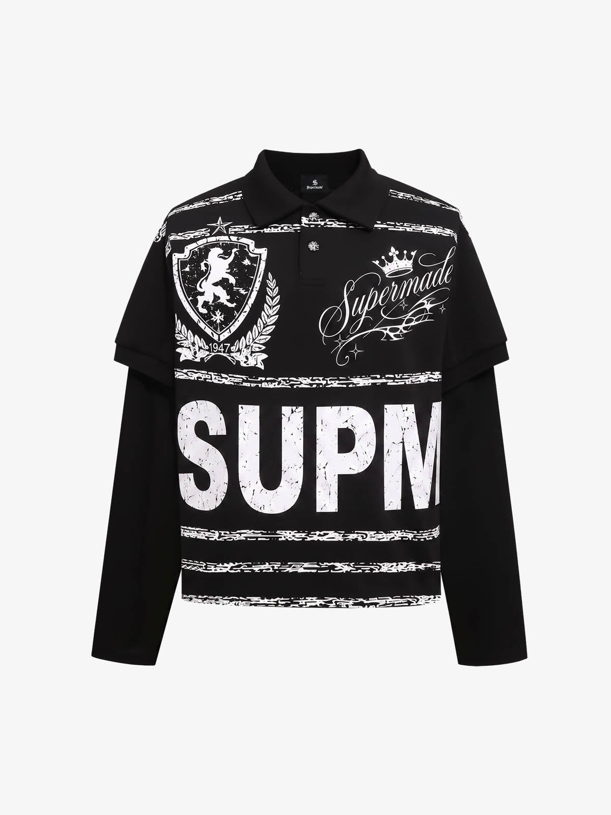 Long sleeve tee with an all-over typography print