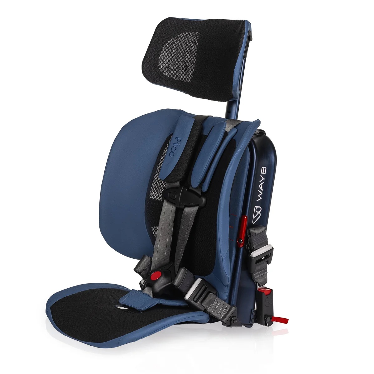 WAYB Pico portable car seat shown in a dark mesh color