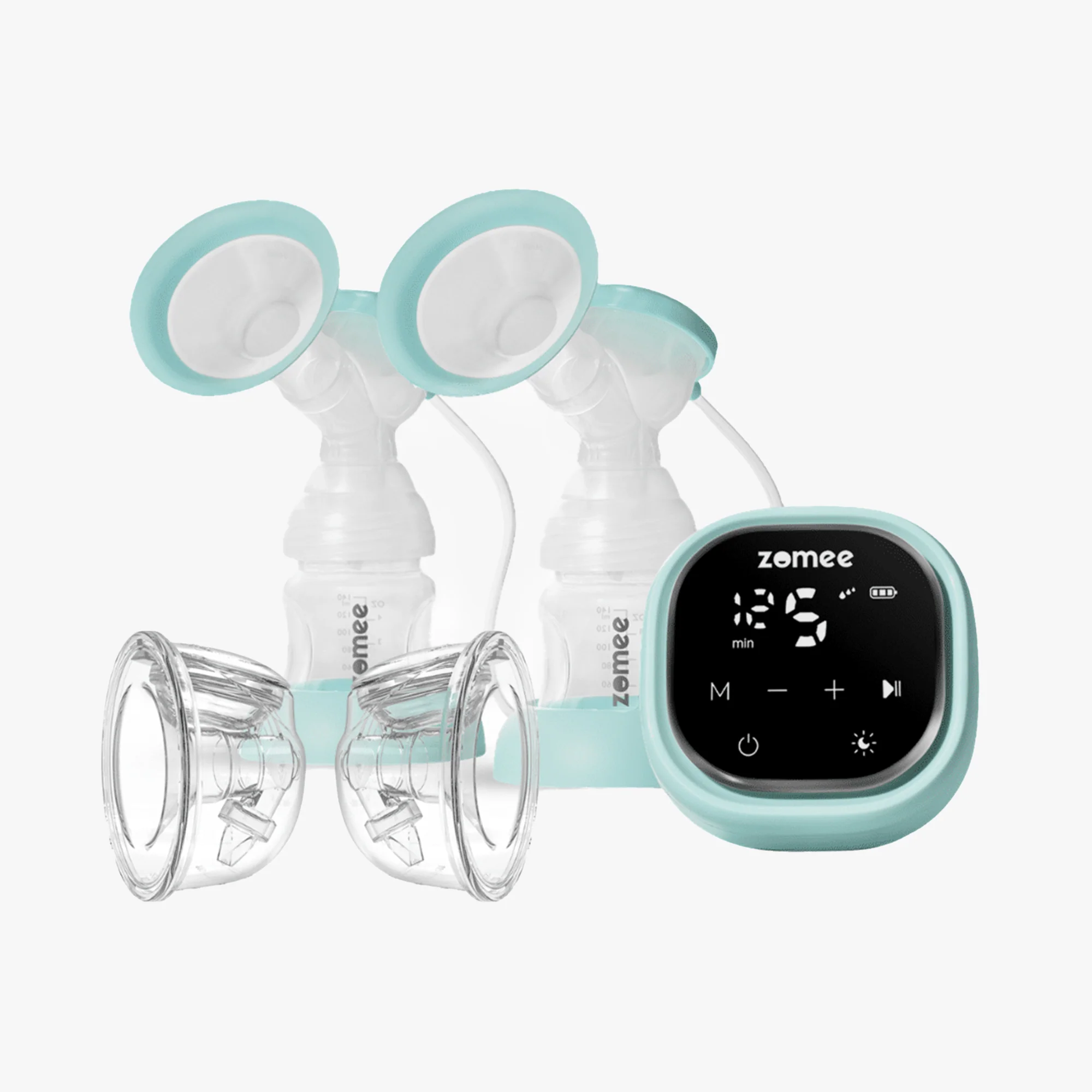 Zomee Z2 pump with bottles, tubing and collection flanges